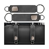 Mandark 2PCS Car Headrest Hook, Leather Vehicle Seat Storage Hanger for Purses Bags, Automotive Interior Seatback Organization Holder Hooks Accessories, Universal for SUV, Sedan, Truck (Gray)