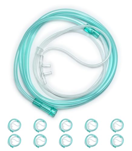 Nasen-Sauerstoffkanüle – 10 Stück (Einzelverpackung), latexfreie Soft-Touch-Sauerstoffkanüle mit 6-Petal-Innendesign, Knickschutz und hoher Durchfluss, sorgt für kontinuierliche Sauerstoffversorgung