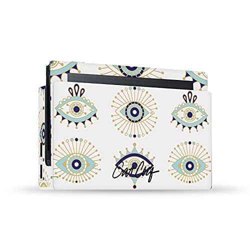 Autocollant Nintendo Switch Cat Coquillette protège votre console avec un style art bleu et or