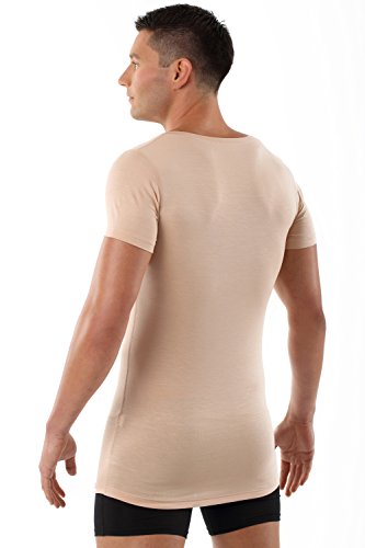 Men's Invisible deep v-Neck Business Undershirt with Short Sleeves Micromodal Light Nude Beige3