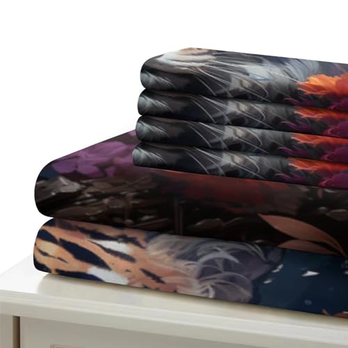 Housse de couette tigre 3 pièces 220x240 cm parure de lit microfibre respirante - 6