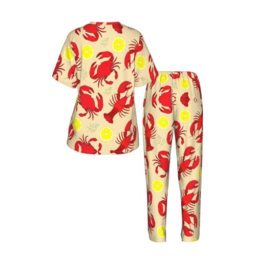 Ensemble de pyjama doux imprimé homard vêtement de nuit léger - 5