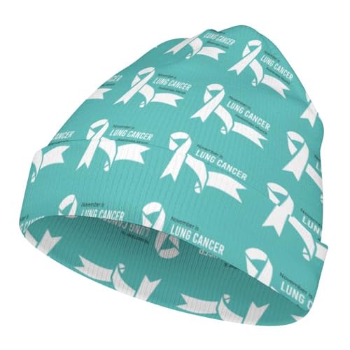 November is Lung Cancer Awareness Month Kids Beanie Hat for for Girls Boys Children Cap Winter Knitted Chemo Cancer Headwear Accessories Gifts Decoration Black