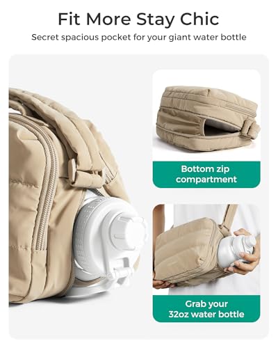 BAGSMART Travel Crossbody Purses for Women, Small Water Bottle Cross body Bag, Puffy Hobo Handbag with Water Bottle Pocket3