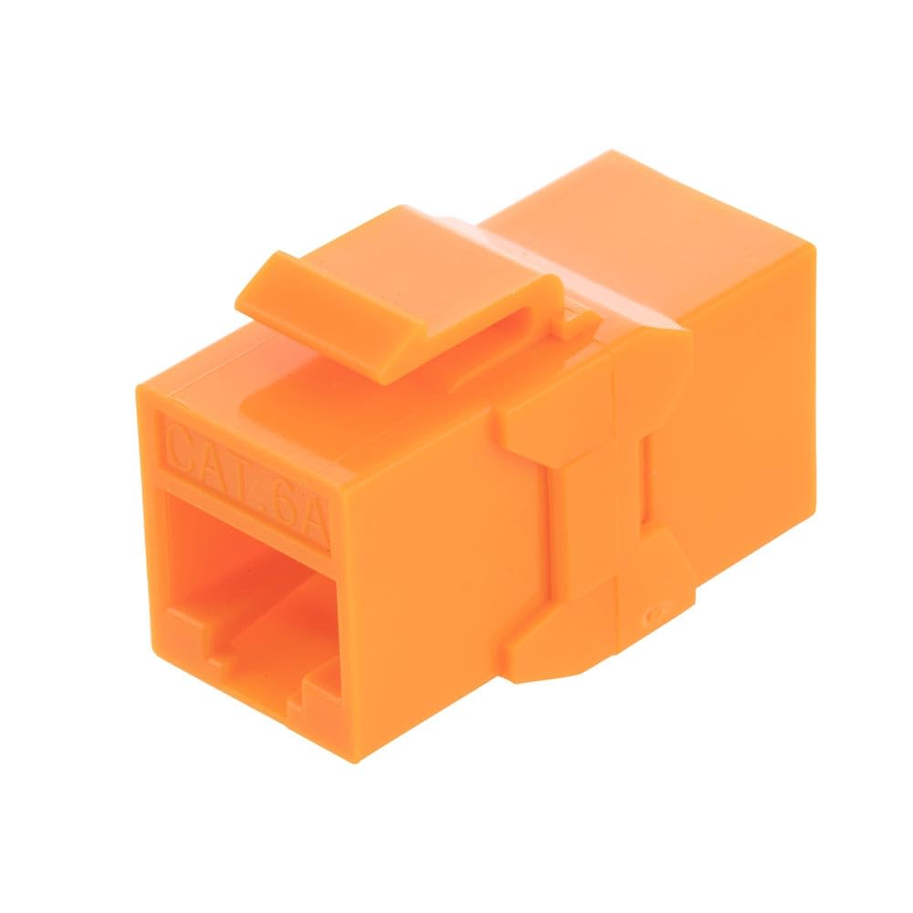 NavePoint CAT6A UTP Inline Keystone Coupler, 10 Pack, Orange