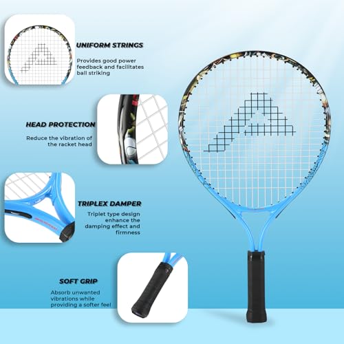 AMA SPORT 17" Graffiti Blue Kids Tennis Racket con 12 pelotas miniatura 2