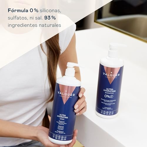 VALQUER Mascarilla Capilar Ultra Hidratante Zero | Repara, Nutre y Revitaliza el Cabello Seco | Efecto Antifrizz con Keratina, Extracto de Soja y Vitaminas | Vegano | 1 L - imagen 6