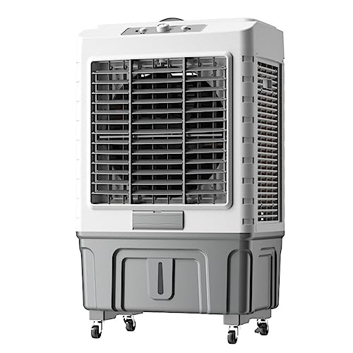 Ventilador de aire comercial de 150 W, 3 velocidades de viento, tanque de agua de 55 L, oscilación de 120°, para uso en interiores y exteriores, eficiente refrigeración para espacios