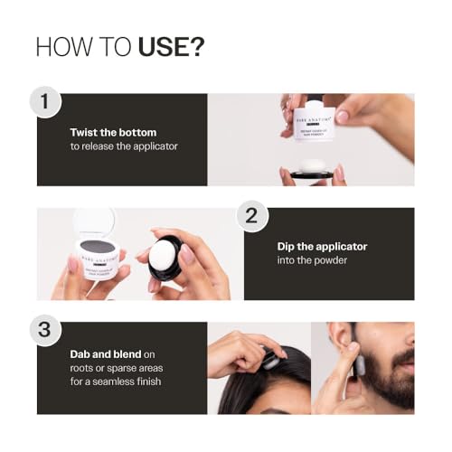 Image of Bare Anatomy Instant Cover-Up Hair Powder | 100% Instant Grey Coverage | Seamless Natural Finish | Gentle, Non-Drying Formula | Black Color | 4gm