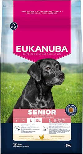 Eukanuba Senior Hundefutter mit frischem Huhn für große Rassen, Premium Trockenfutter für ältere Hunde, 3 kg