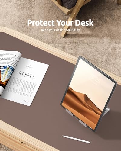 Image of YSAGi Leather Desk Mat, Large Mouse Mat, 60 x 35 cm, Chocolate