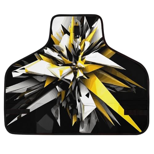 Delantal de trabajo abstracto negro blanco amarillo con 8 bolsillos miniatura 1