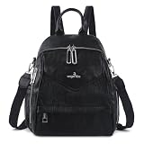 Angel Kiss Small Backpack Purse for Women,Soft Vegan Leather Roomy Backpacks,Designer Ladies Shoulder Backpack Fashion Handbag with Removable Strap,Black