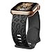 CreateGreat Engraved Bands Compatible with Apple Watch Band 41mm 40mm 38mm, Leopard Carve Pattern Soft Silicone Strap Compatible with iWatch Series 8 7 6 5 4 3 2 1 SE, Women Men,Leopard-Black