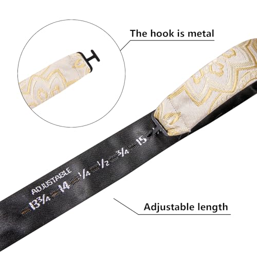 Image of Dubulle Self Tie Bow Ties and Lapel Pin for Men Paisley Solid Mens Bowtie and Handkerchief Cufflinks Set Wedding