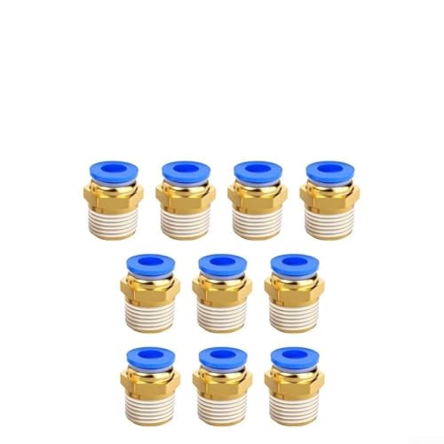 Honseadek Tubo recto azul de 6 mm OD x rosca de 1/4 pulgadas, PC6-02, cobre y plástico, 10 unidades para aplicaciones de fontanería en el hogar y el jardín