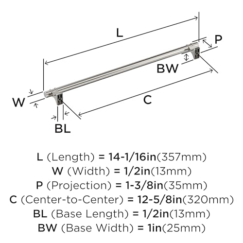 Image of Amerock Davenport 12-5 /8 inch (320mm) Center-to-Center Polished Nickel Cabinet Pull, BP36698PN