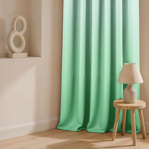Image of Ultimate Trends Room Darkening Ombre Curtain | Polyester Gradient | Room Doors and Window| 8 FEET Pack of 1,Glacier Mint