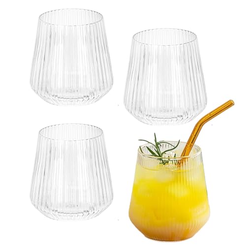 4 pcs Handmade Glassware, 380ml Red & White Wine Glasses, Ribbed Wine Glasses, Camping Glasses, Origami Style Ridged Drinking Glasses Tumbler, Vintage Stemless Cups for Champagne, Catering, Weddings 4 pcs Handmade Glassware, 380ml Red & White Wine Glasses, Ribbed Wine Glasses, Camping Glasses, Origami Style Ridged Drinking Glasses Tumbler, Vintage Stemless Cups for Champagne, Catering, Weddings