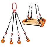 Horizontal Plate Lifting Clamp 1.6T/ 3527 lbs with 4 Clamps Heavy Duty Barrel Drum Lifter High Strength Manganese Steel Chain for Industry Hoist Crane (Capacity 1.6 ton, 1.5m chain)