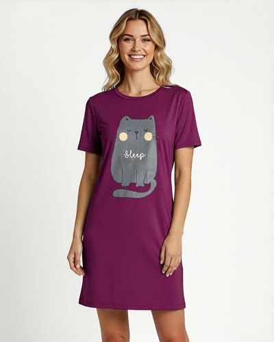 Image of Real Essentials 3 Pack: Women's Short Sleeve Nightgown Dress - Nightshirt Pajama Sleep Shirt Sleepwear (Available in Plus)