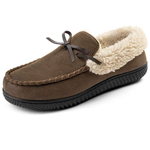 Rockdove Men's Highland Memory Foam Moc Slipper, Size 12 Us Men, Coffee/Sherpa #TOP9