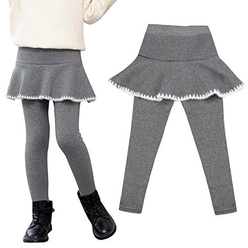 Looching Toddler Girls Fleece Lined Leggings with Skirt Kids Tights Winter Warm Thick Tutu Pants 1-6Years