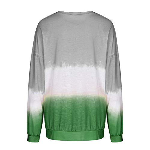 NANTE Blusa feminina solta com estampa de girassol e manga comprida, Verde, Small