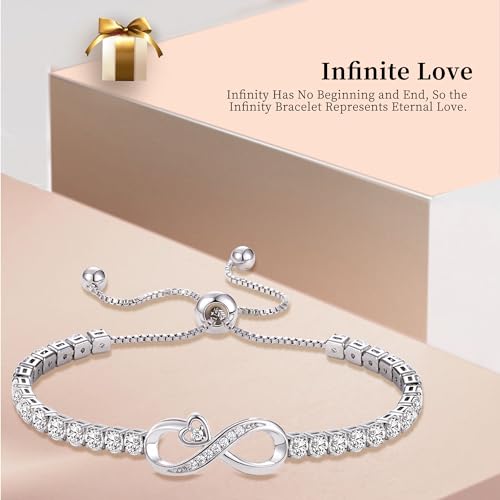 Btysun-Infinity-Bracelets-for-Women-Anniversary-Christmas-Gifts-for-Girlfriend-Mom-Daughter-Adjustable-Heart-Rose-Heartbeat-Love-Cross-Mom-Tennis-Bracelet-Jewelry-for-Teen-Girls