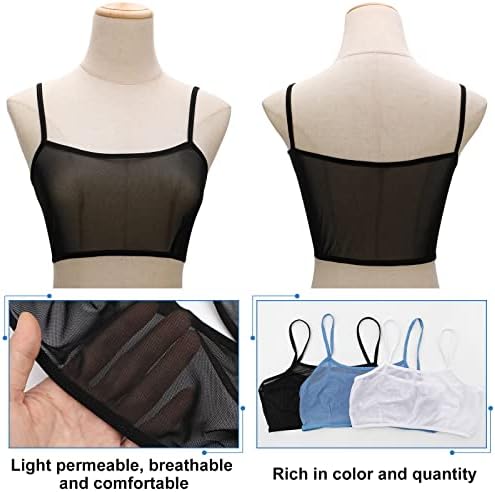 Toulite 6 Pcs Summer Women Mini Tanning Bikini Sheer Tank Tops See Through Stretch Crop Top Sleeveless Mesh for Beach
