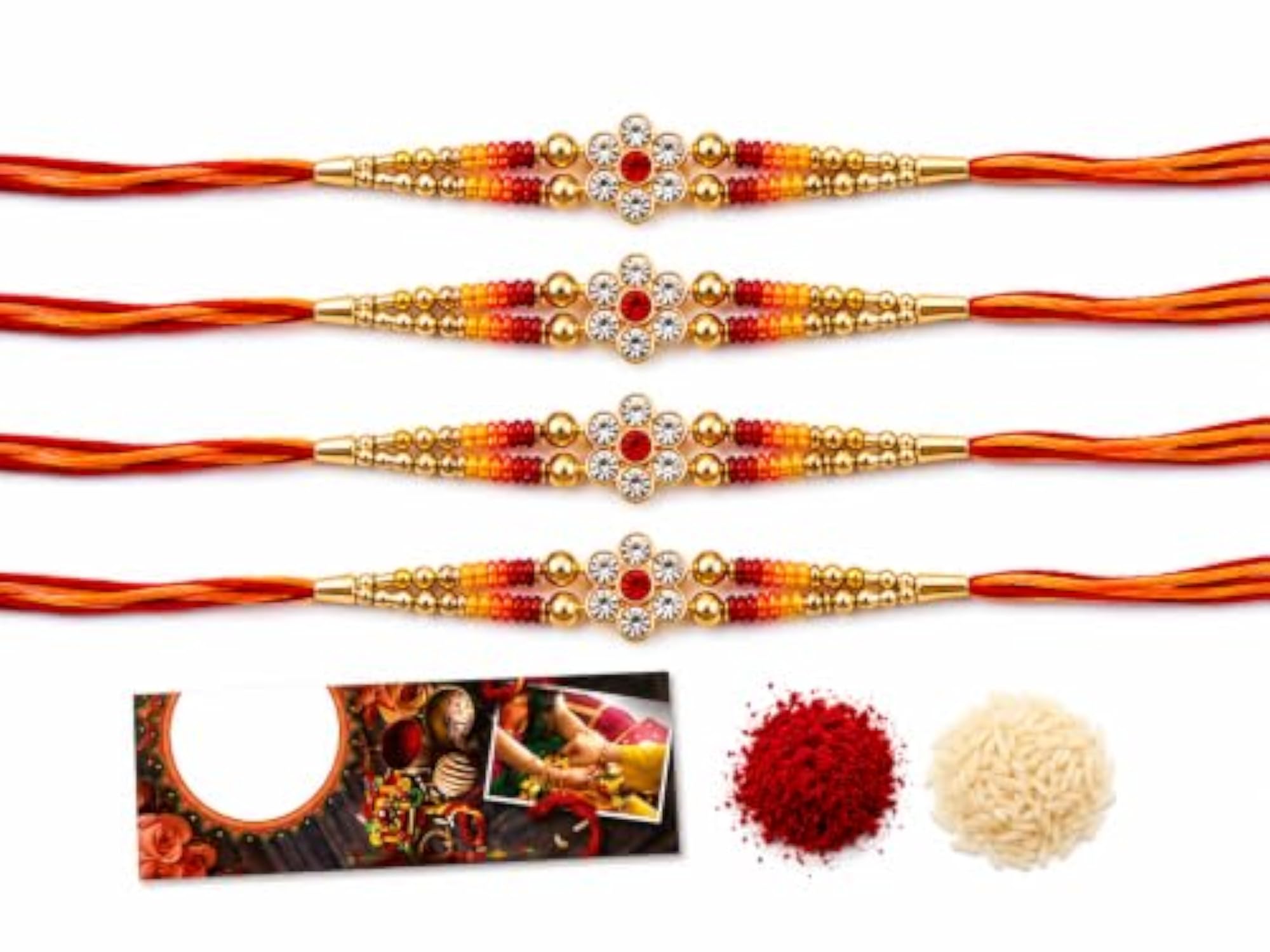 Rakhi for Brother Set with Greeting Card & Roli Chawal