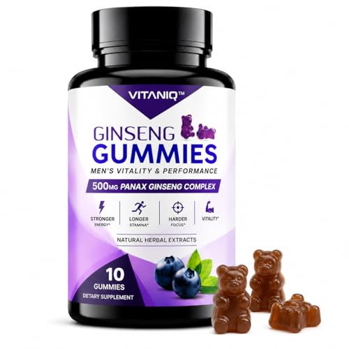 VITANIQ 500mg Gummy | Stronger | Longer | Harder | Performance | Extra Strength Enhancing Gummies Stamina Endurance Booster Supplement for Men | 10 Ginseng Gummy