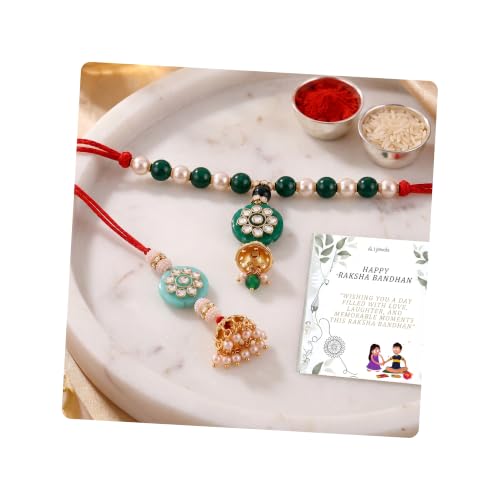 Image of I Jewels Womens Pearl Lumba Rakshabandhan Bracelet For Bhabhi /Sister