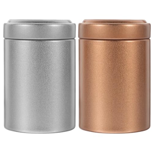 Milisten 2 Tarros de Hojalata para Té Suelto, Contenedores Metálicos Herméticos para Almacenamiento de Alimentos, Latas Pequeñas Doradas y Plateadas, Ideales para Guardar Té, Azúcar