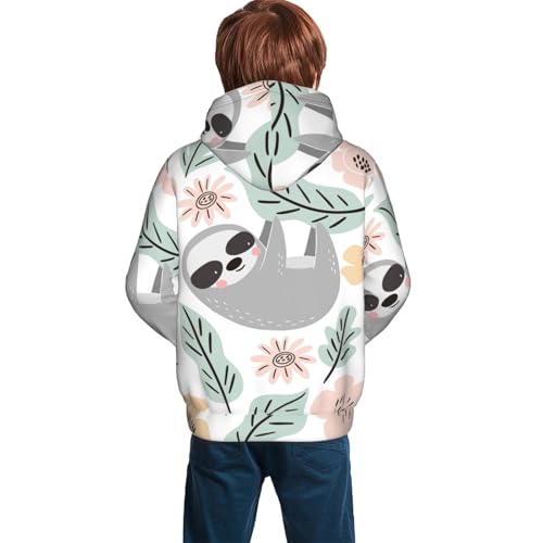 Cute Cartoon Sloth Kid Hoodies Boys Sweatshirts Girls Pullover with Pocket4