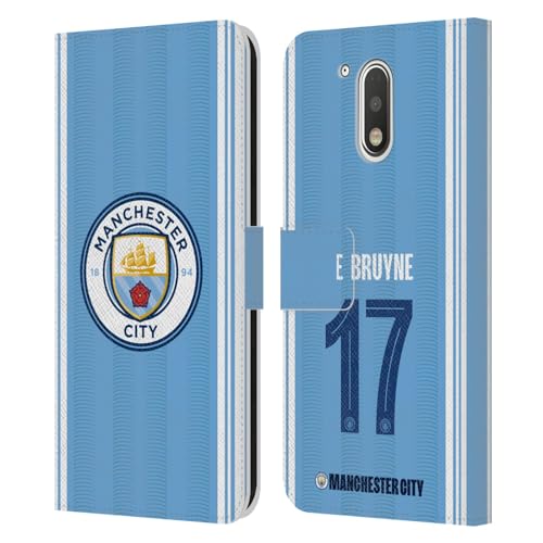 Head Case Designs Officially Licensed Manchester City Man City FC Kevin De Bruyne 2023/24 Players Home Kit Leather Book Wallet Case Cover Compatible with Motorola Moto G41