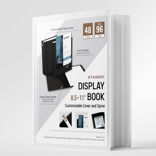 STAGEEK 48�|�P�b�g �|�[�g�t�H���I �o�C���_�[ �f�B�X�v���C 96�y�[�W 8.5 x 11�C���` �o�C���_�[ �v���X�`�b�N�X���[�u�t�� �A�[�g�|�[�g�t�H���I�t�H���_�[ �N���A�V�[�g�v���e�N�^�[�t�� �v���[���e�[�V�����u�b�N �A�[�g���[�N�p �h�L��