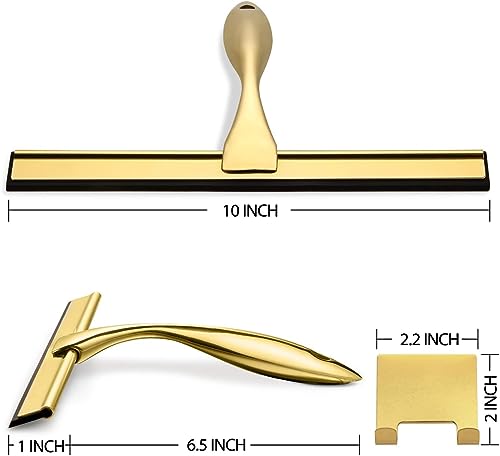 Image of HIWARE All-Purpose Shower Squeegee for Shower Doors, Bathroom, Window and Car Glass - Brass, Stainless Steel, 12 Inches