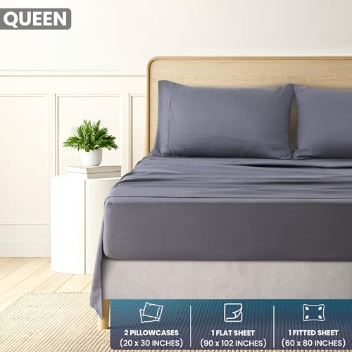Utopia Bedding Queen Sheet Set – Brushed Microfiber – Ultra Soft Bed Sheets for Queen Size Bed Set – Deep Pocket, Wrinkle & Fade Resistant – Includes 1 Fitted, 1 Flat, 2 Pillowcases (Grey) - Image 3
