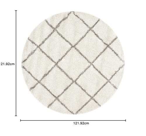 Image of Handwoven Microfibre 3D Rug for Living Room (Ivory & Grey, 4 X 4 Feet (Round), Microfibre)