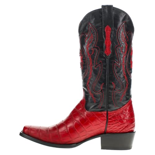 Image of Vaccari Men's Travis Genuine American Alligator Belly Leather Western Cowboy Boots