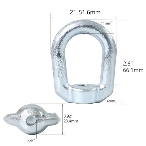 Zadery Heavy Duty 3/8\"-16 Bail Tap Thread Eye Nut, Hot Dipped Galvanized Drop Forged Carbon Steel Fastener, UNC Standard Ring Shape Lifting Eye Nuts, 4 Packs - Thumbnail 5