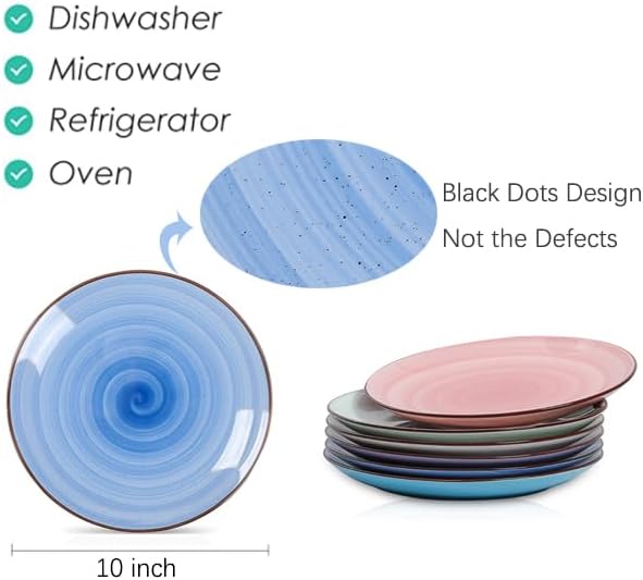 Miniatura 2 de Selamica Platos llanos de cerámica de 10 pulgadas, platos grandes de ensalada de postre, plato de porcelana para aperitivo, panqueques, filete,