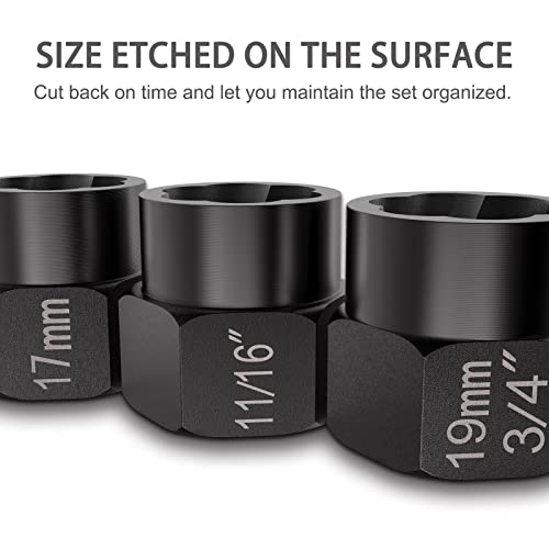 Image of Eapele 13pcs Bolt Extractor Set, Stripped Nut Remover Twist Sockets, Fit 3 /8 inch Square Drive with Solid Storage Case, Stripped Bolt Extractor (13pcs, Black)