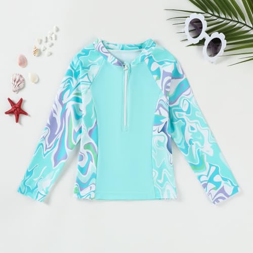 Image of Toddler Girls Long Sleeve Swimsuits Girl Swimwear Little Girls Swimsuits 2 Pieces Toddler Rash Guard Swimsuit Print