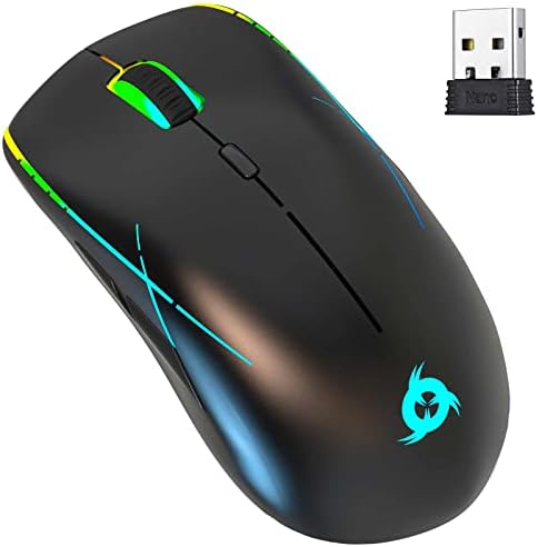 KLIM Ace - Rechargeable Wireless Gaming Mouse RGB + NEW 2022 + High-Precision Sensor & Breathtaking RGB effect + 8 Customizable Buttons + Ambidextrous + Wired and Wireless Mouse for PC Mac and PS4 PS5