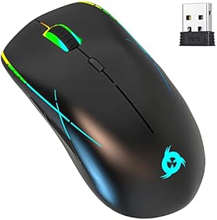 KLIM Ace - Rechargeable Wireless Gaming Mouse RGB + NEW 2022 + High-Precision Sensor & Breathtaking RGB effect + 8 Customizable Buttons + Ambidextrous + Wired and Wireless Mouse for PC Mac and PS4 PS5
