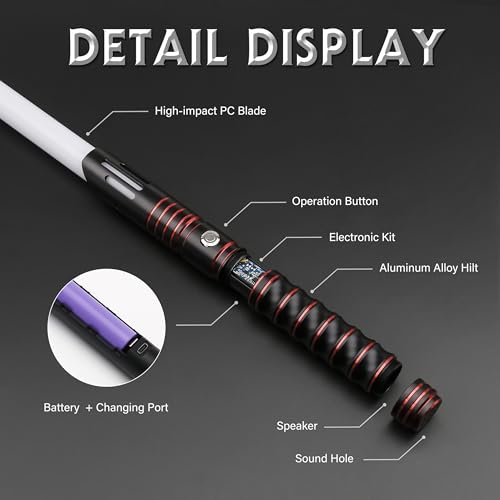 Image of FX Light Saber, Motion Control 16 Sound Fonts with Infinite 12 Color Changing, Premium Metal Hilt Light Saber for Kids Movie Fans Cosplay Party Birthday Present