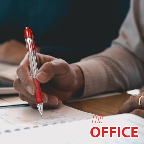 Image of Fainne 200 Pack Retractable Ballpoint Pen 1.0 mm Medium Point Refillable Smooth Click Writing Pens With Grip for Work Journal Writing Office School Supplies (Red Ink)