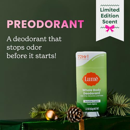 Image of Lume Whole Body Deodorant - Invisible Cream Stick - 72 Hour Odor Control - Aluminum Free, Baking Soda Free, Skin Safe - 2.2 Ounce (Pack of 2) (Fresh Alpine)